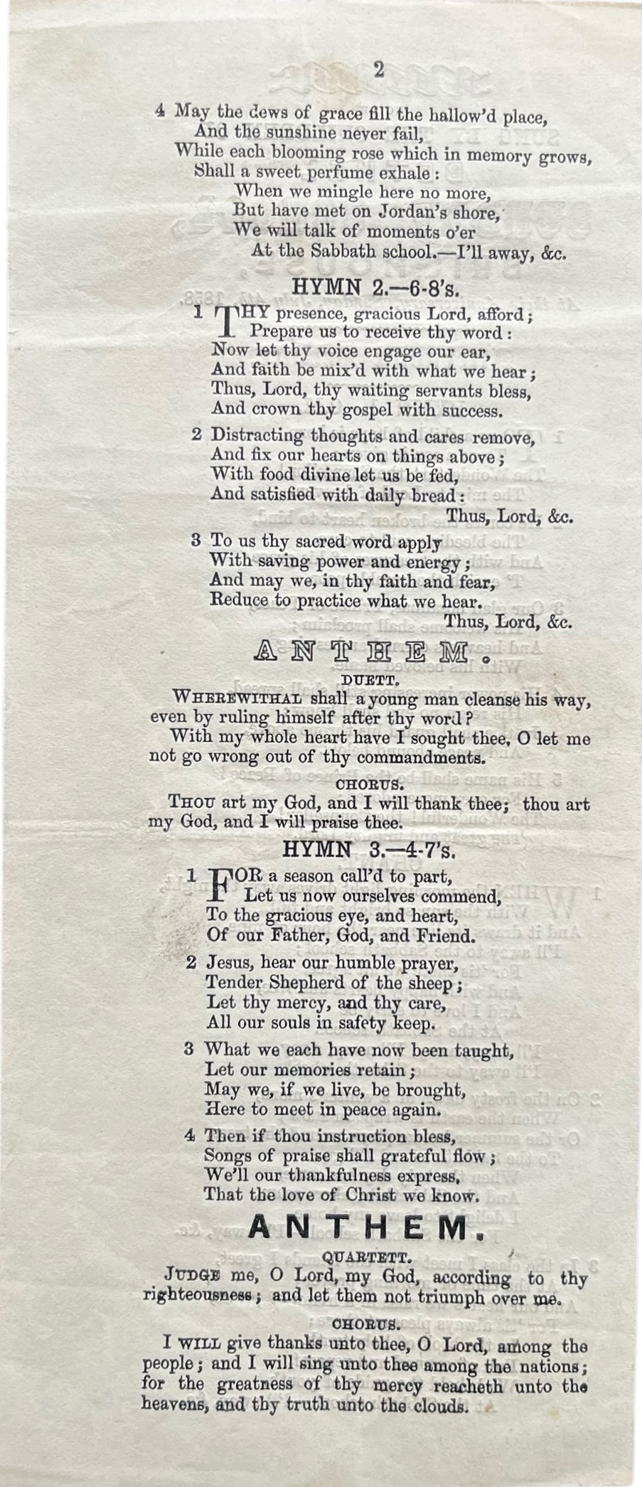 Hymns to be Sung by Children of Bethel Sunday School, Brighouse, at their Anniversary, Sunday, July 4th, 1858.