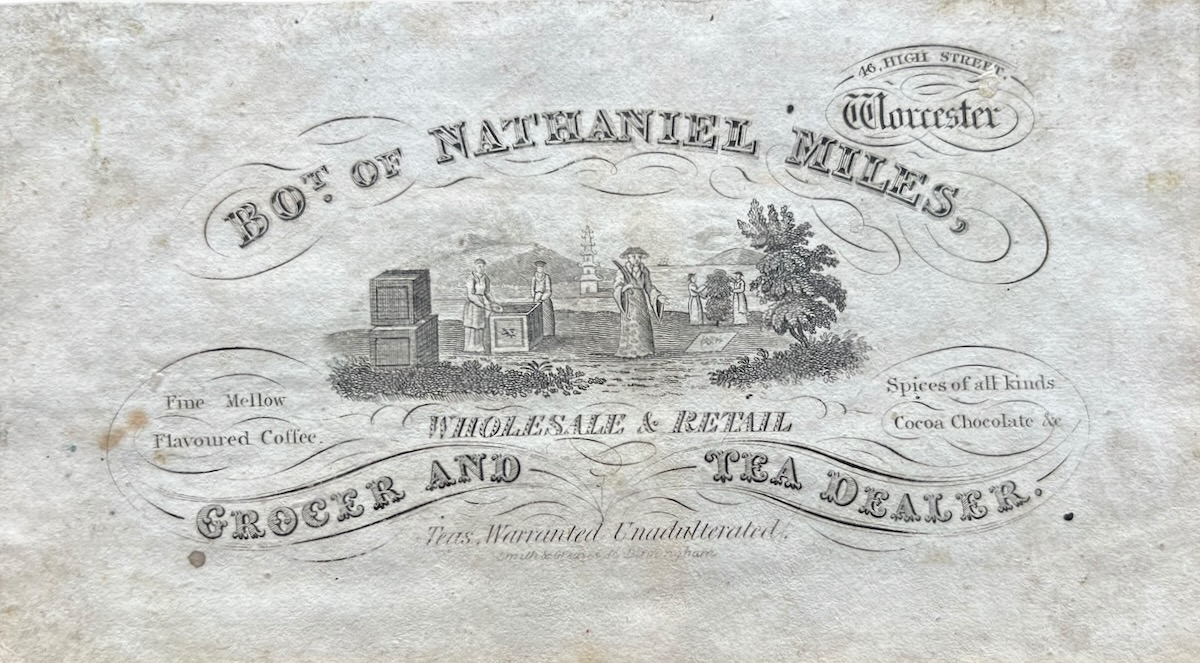 Wholesale & Retail Grocer and Tea Dealer. 46 High Street, Worcester.