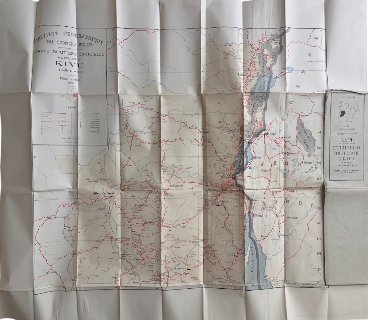 Carte Routiere Officielle de la Province du Kivu. Edition Provisoire.