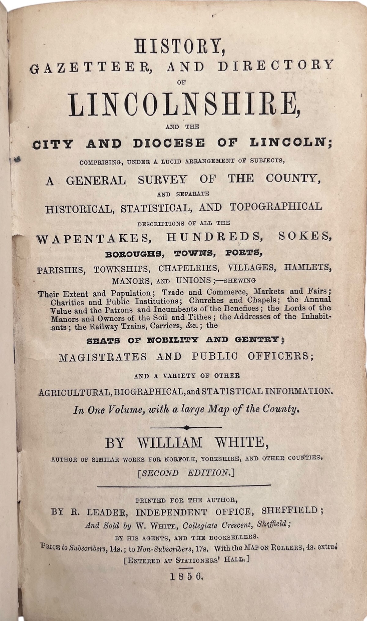 History, Gazeteer, and Directory of Lincolnshire and the City and Diocese of Lincoln.