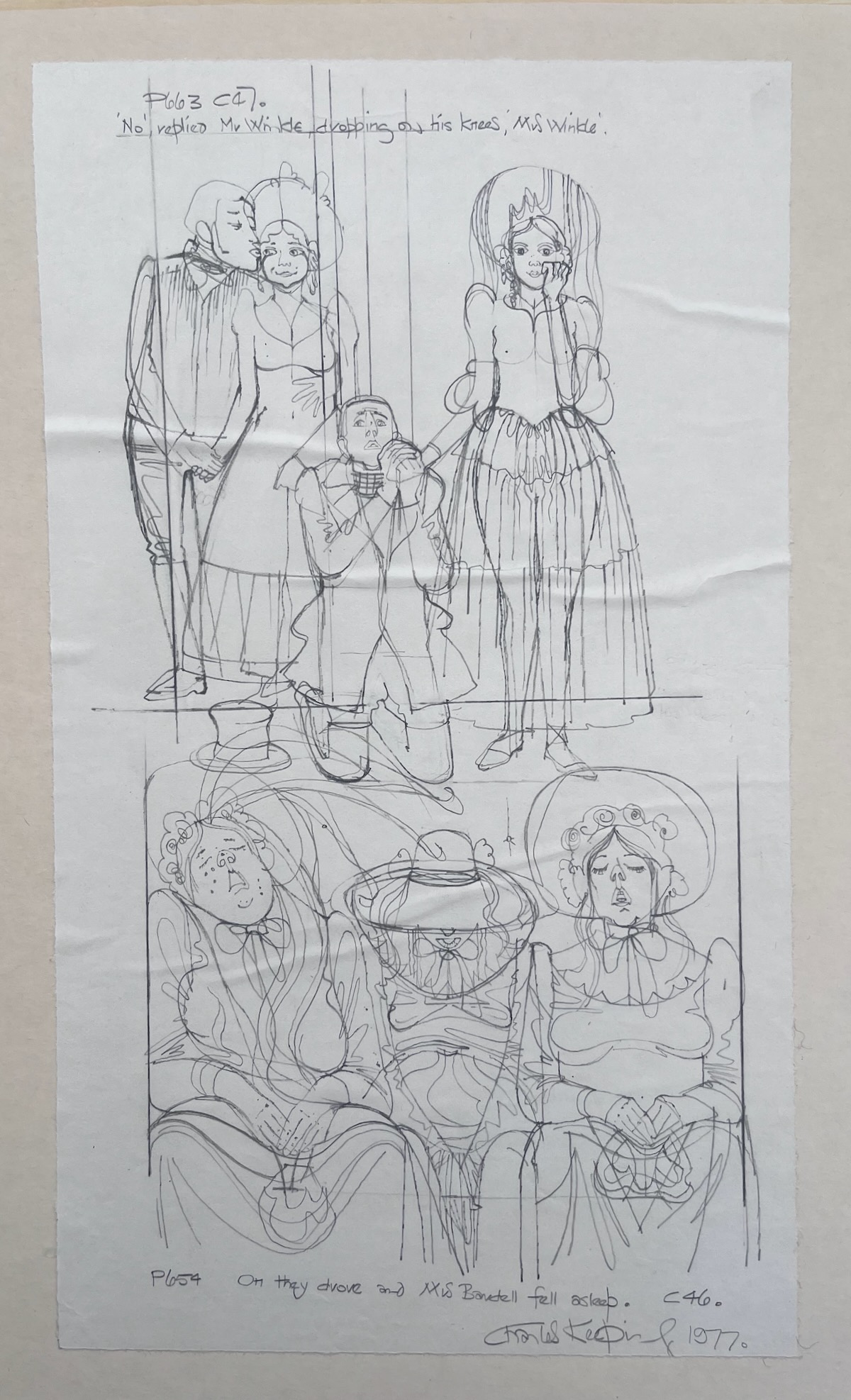 The Pickwick Papers. Original pencil drawings.