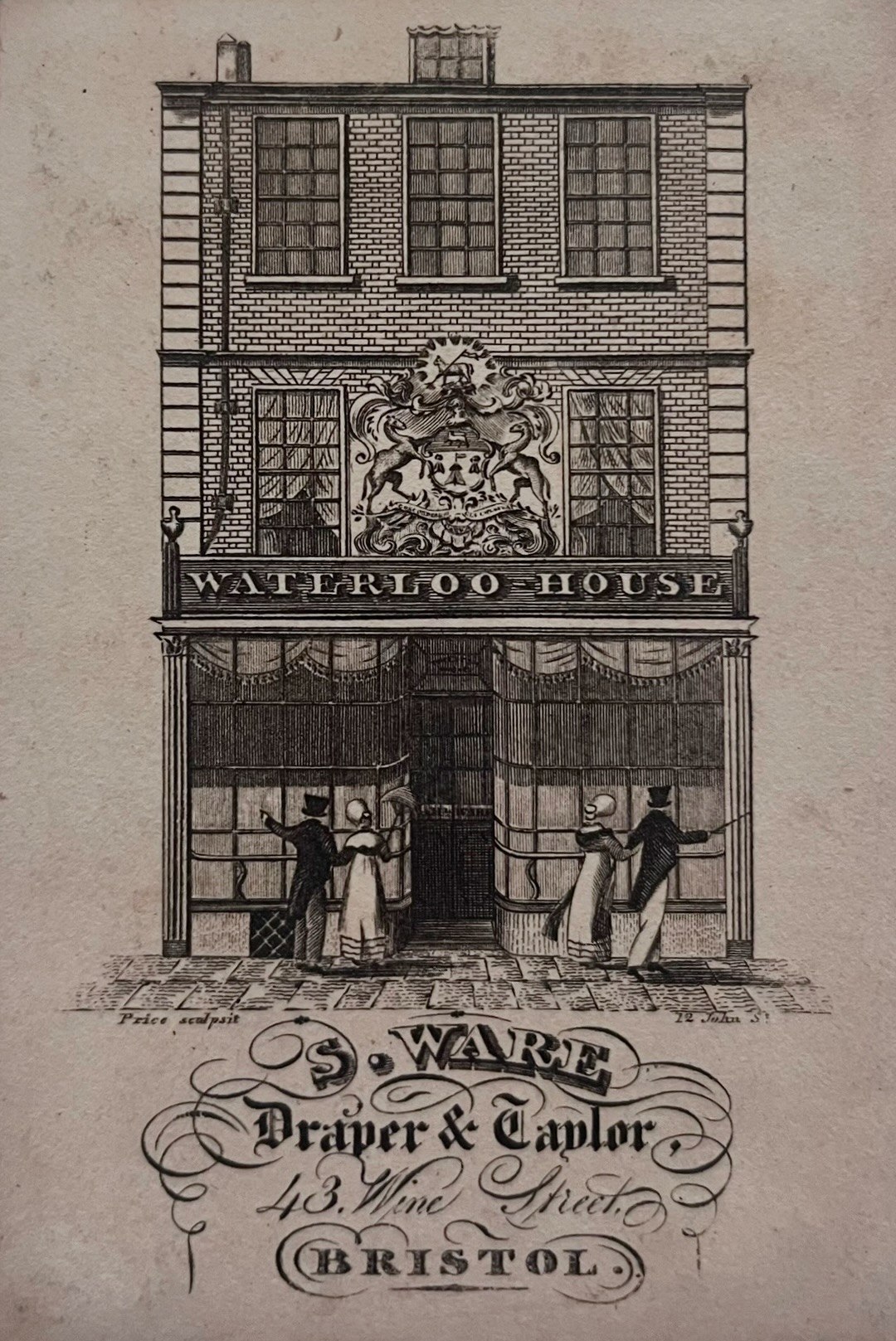 S. Ware, Draper & Taylor [sic], Waterloo House, 43 Wine Street, Bristol.